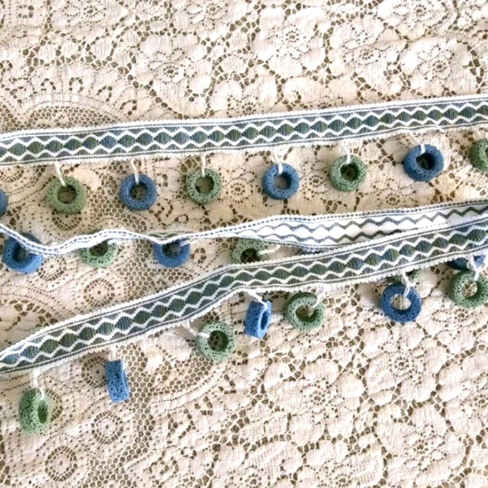 Bahama Breeze Ring Fringe Upholstery Trim Retail $75 Shabby Chic Beach Cottage